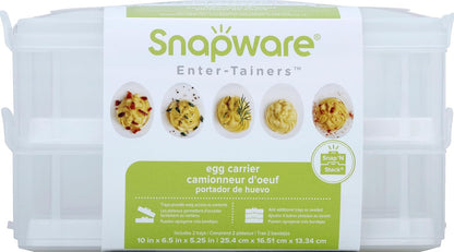 Snapware (2-Layer, 24 Eggs) Plastic Detachable Deviled Egg Carrier Storage Container With Lid and Handle, Freezer Dishwasher Microwave Safe