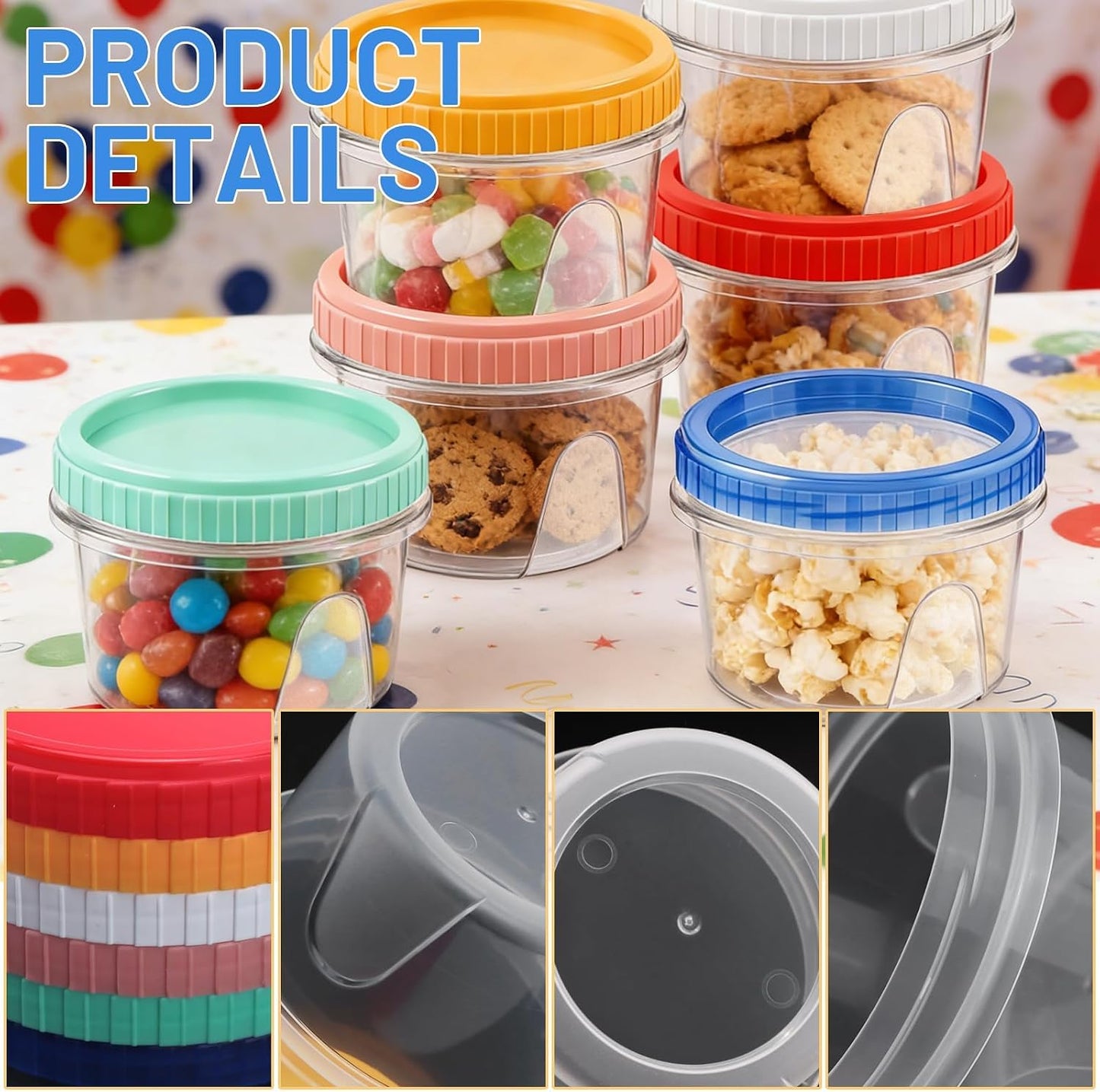 12 Pack Freezer Containers with Screw On Lids, 10oz Stackable Reusable Food Storage Container, Airtight Plastic Storage Containers with Twist Top Lids for Food Sauce Jello Soup
