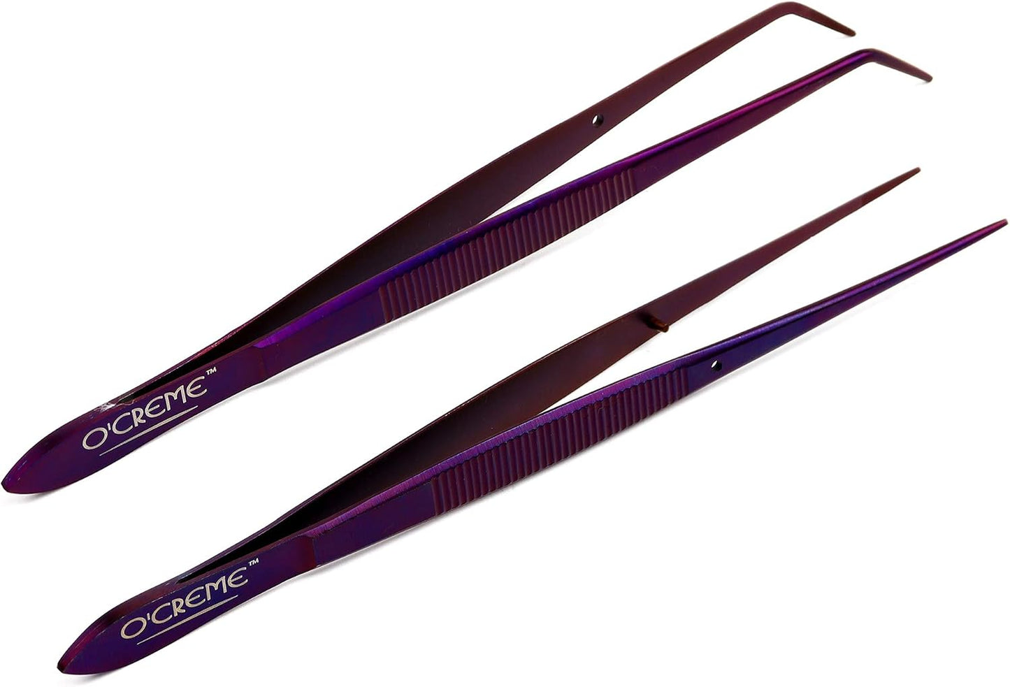 O'Creme Stainless Steel Precision Kitchen Tweezer Tongs 6.25" with Fine Tip (Purple)