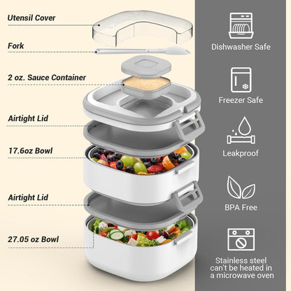 PEDECO Stackable Stainless Steel Bento Box with Insulated bag,Adult & Kids Luch Box,Leak-Proof,1-Tier Bento box,Lunch Box With Portable Sauce Pod and Cutlery-for Teens/Toddler,Dishwasher Safe,Blue