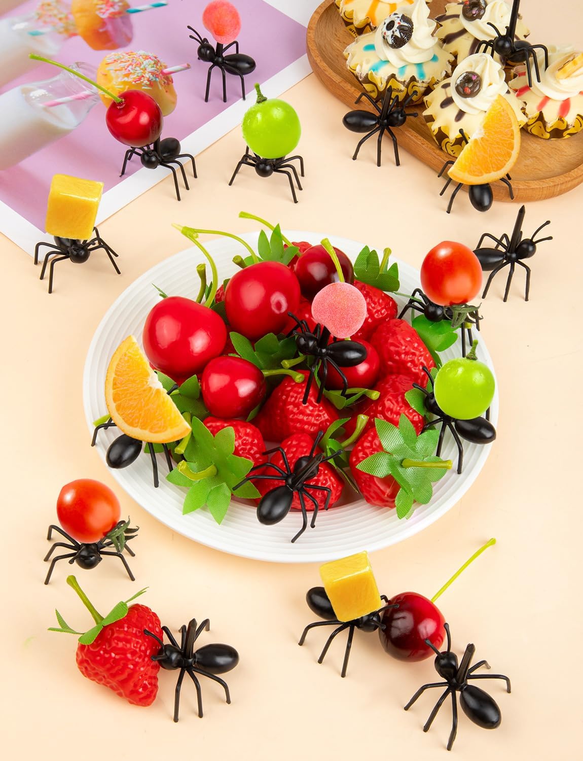 36pcs Mini Dinosaur Food Picks, Cute Cartoon Animal Fruit Toothpicks for Dinosaurs Birthday Party Bento Picks for Sandwiches, Snacks Desserts Accessory