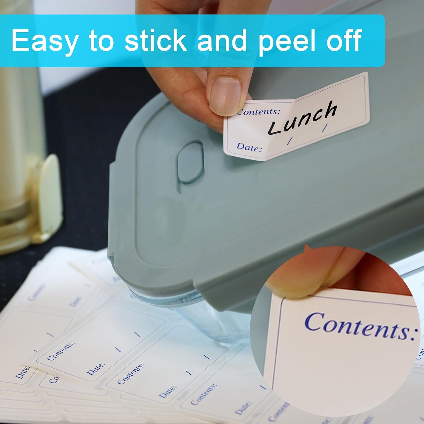 Hybsk Removable Freezer Food Labels for Jars Easy Peel Off - Frozen Food Storage Labels that Leave No Sticky Residue After Use (Type 2)