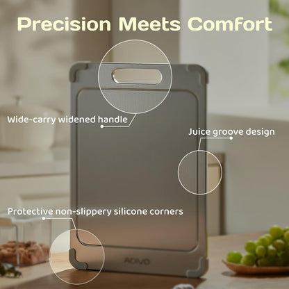 Adivo 100% Pure Double-Sided Titanium Cutting Board for Kitchen, (15.3x11) Large