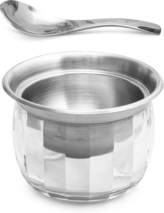 Dip Bowl On Ice- Chip and Dip Serving Set - Stainless Steel Chilled Serving Dish with 22 oz. Acrylic Ice Bowl - Perfect for Cold Shrimp, Guacamole, Dips