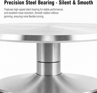 Aluminium 360° Rotating Detachable Cake Turntable – 12 Inch Non-Slip Cake Decorating Stand for Frosting, Icing, DIY Baking, Professional & Home Use