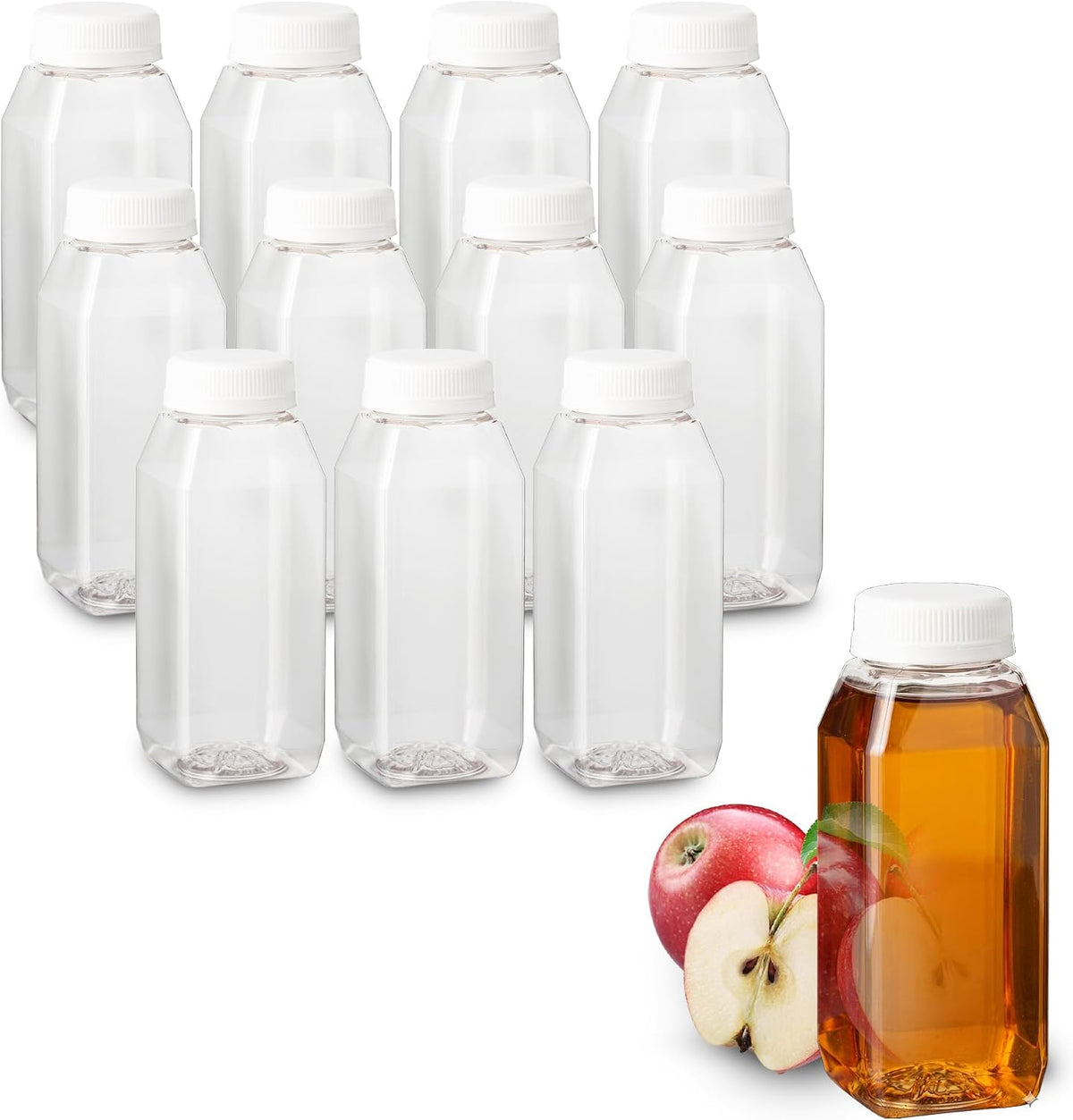 MT Products PET Plastic Juice Bottles 16 oz. - Clear Take-Out Containers (Pack of 12) - Made in USA