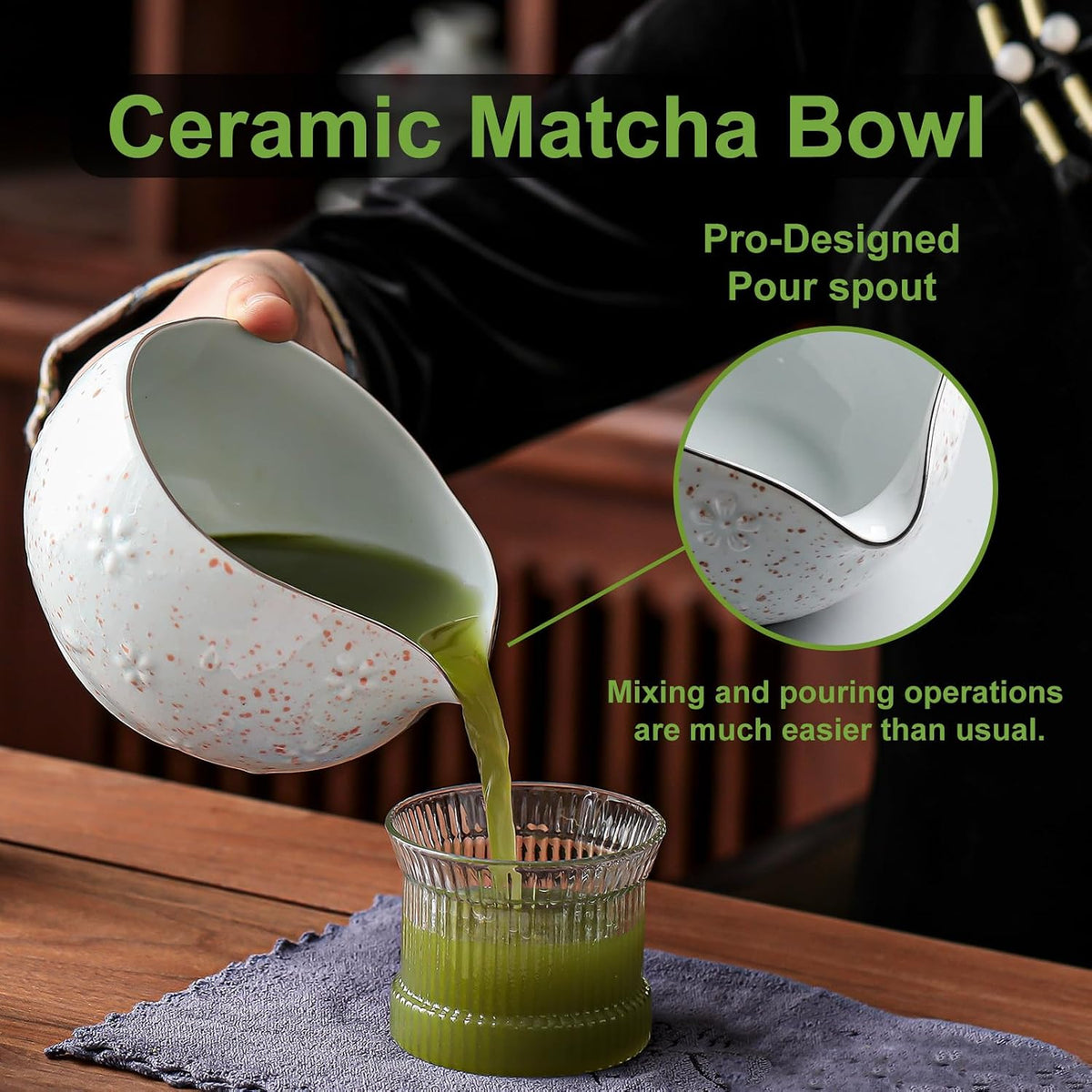 Matcha Whisk, Handcrafted Bamboo Whisk for Matcha Powder (Yellow)
