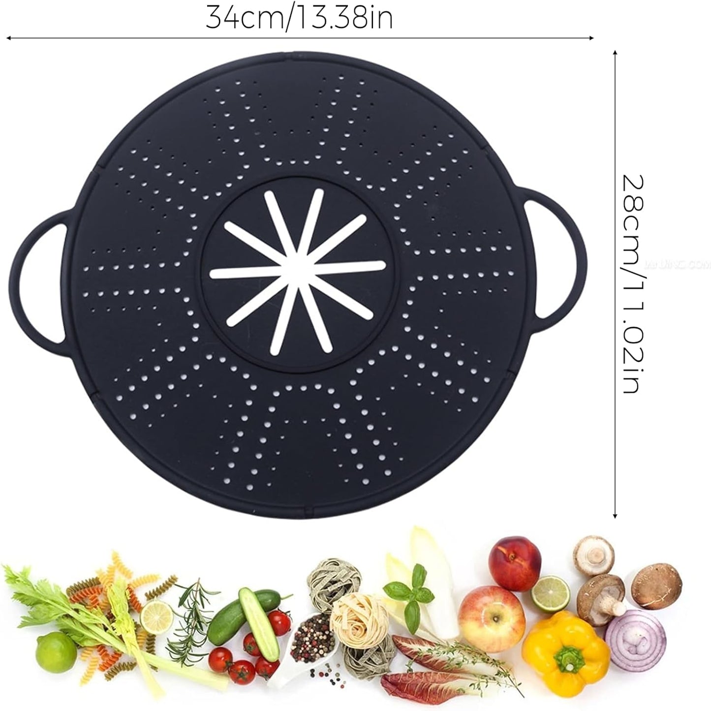 Splatter Screen for Frying Pan – 13.4" x 11" Silicone Grease Splatter Guard, Fine Mesh for Crispy Frying,Universal Fit for Skillet and Saucepan(1 Pack,Black)