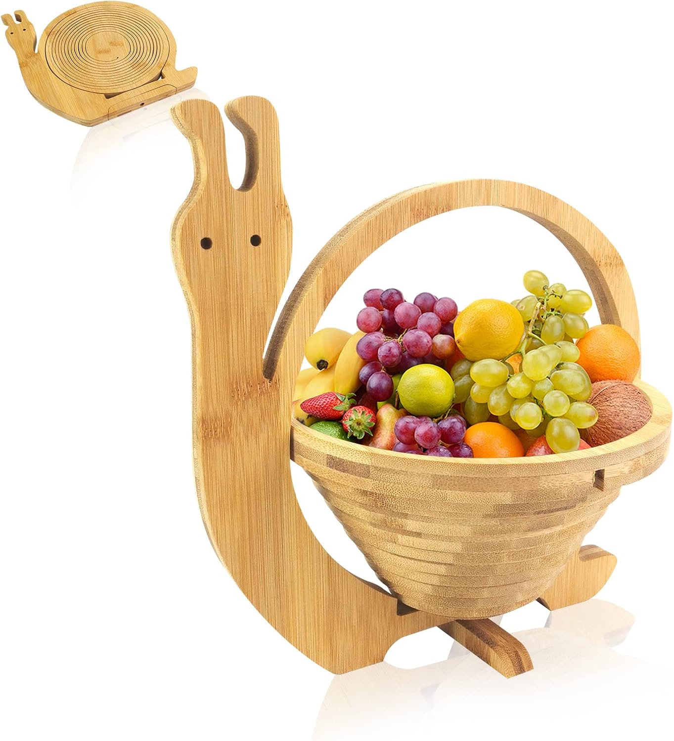 MYOSOTIS Foldable Fruit Basket Collapsible Bamboo Fruit and Veggie Basket Fruit Bowl Holder and Dried Fruit Basket For Holiday Party (Duck)