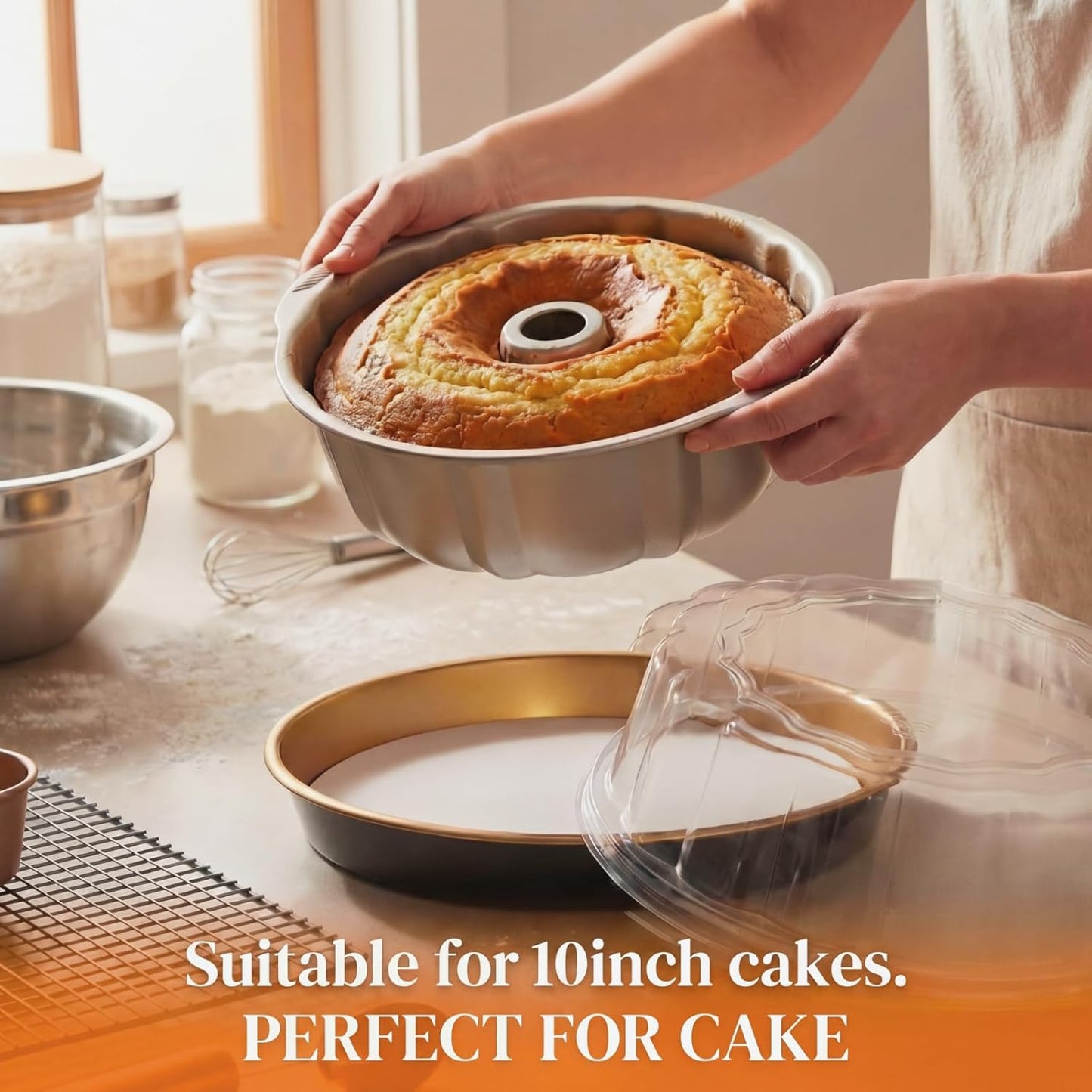10 Pack 9in Round Cake Container and 10 Pack 8in Cake Boards, Disposable Pie Platters Pizza Carrier Boxes with Dome Lids and Cardboard Bases for Homemade and Party Supplies
