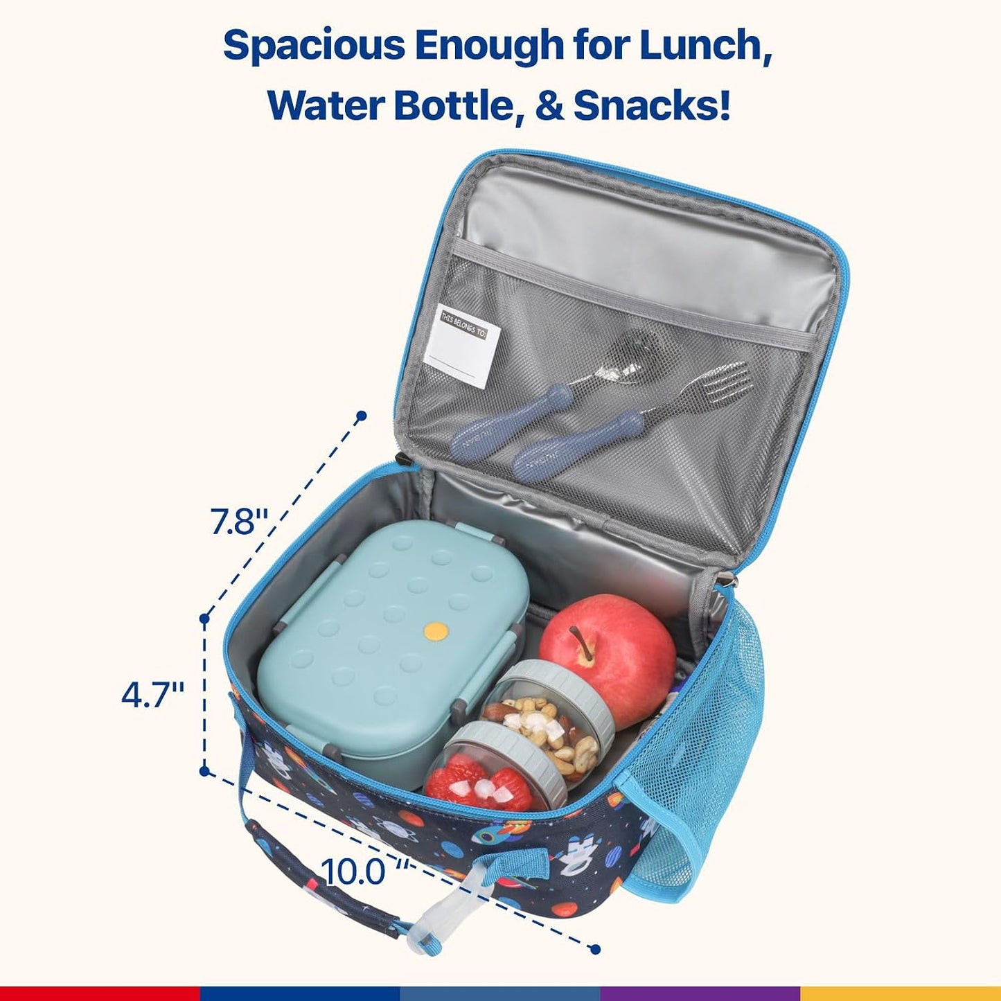 Bagseri Kids Lunch Bag Boys - Thermal Insulated Lunch Box Tote with Water Bottle Holder, Reusable Leak-Proof Kids Lunch Box for Daycare & School, Black Dinosaur (Containers Not Included)