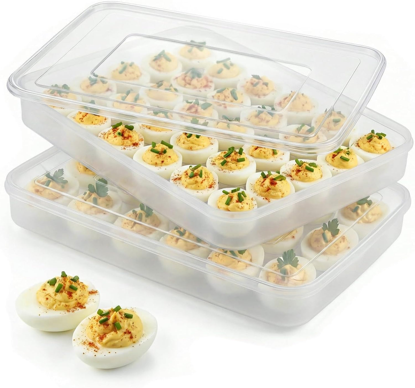 HANSGO Deviled Egg Containers with Lid, Plastic Egg Holder for 24 Eggs