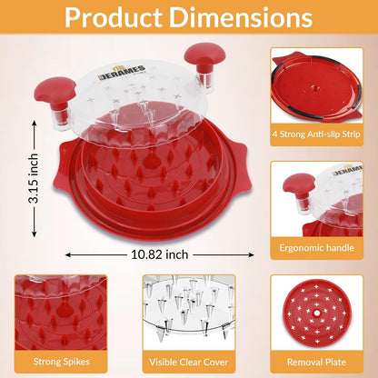 Chicken Shredder Tool Twist with Brush - 10" Large BPA-Free Meat Shredder for Effortless Shredding- Dishwasher Safe Chicken Breast Shredder with Removable Tray, Non-Slip for Pork, Beef & Chicken - Red