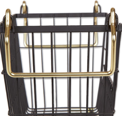 DII Metal Wire Mesh Stackable Utility Storage Bin, Small Round, 12x12x10", Bronze