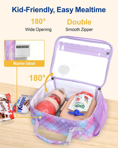 Bagseri Kids Lunch Bag Boys - Thermal Insulated Lunch Box Tote with Water Bottle Holder, Reusable Leak-Proof Kids Lunch Box for Daycare & School, Black Dinosaur (Containers Not Included)