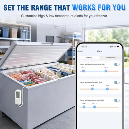 DAYTECH WiFi Freezer Thermometer Alarm, No Hub Required, App Alerts, 1 Pack
