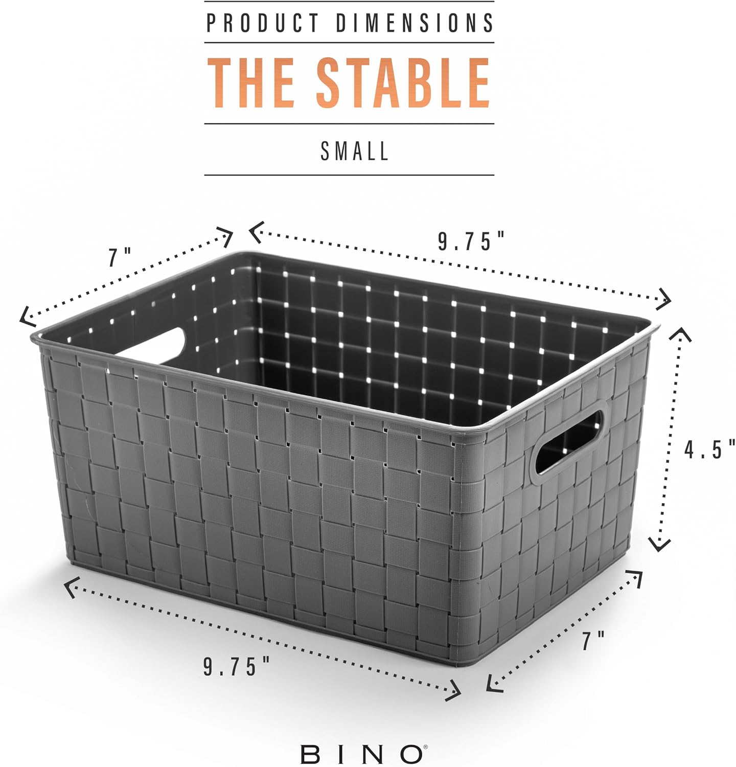 BINO | Plastic Storage Baskets Large - Black | THE STABLE COLLECTION | Multi-Use Storage | Rectangular Cabinet Organizer | Baskets For Organizing with Handles | Home Office Organization and Storage