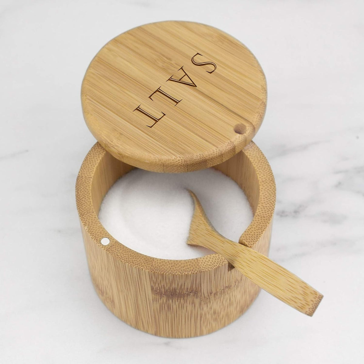 Totally Bamboo Salt Cellar with Swivel Lid, Salt Container for Countertop