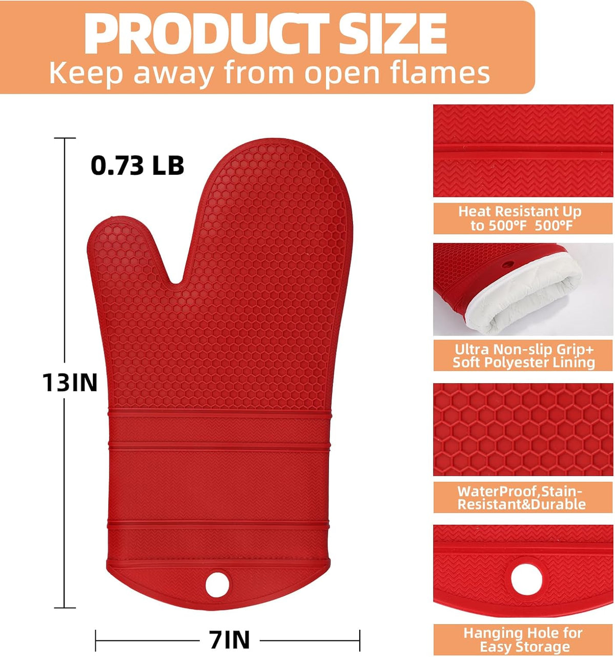 Yutat Silicone Oven Mitts - Oven Mitts and Pot Holders Sets Made of Non-Slip & BPA-Free Silicone, High Heat Resistant 500 Degrees, Perfect for Kitchen Cooking Baking BBQ, Peak Green