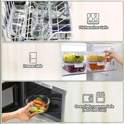 M MCIRCO 10-Pack,22 Oz Glass Meal Prep Containers,Glass Food Storage Containers with lids,Lunch Containers,Microwave, Oven, Freezer and Dishwasher (Gray)