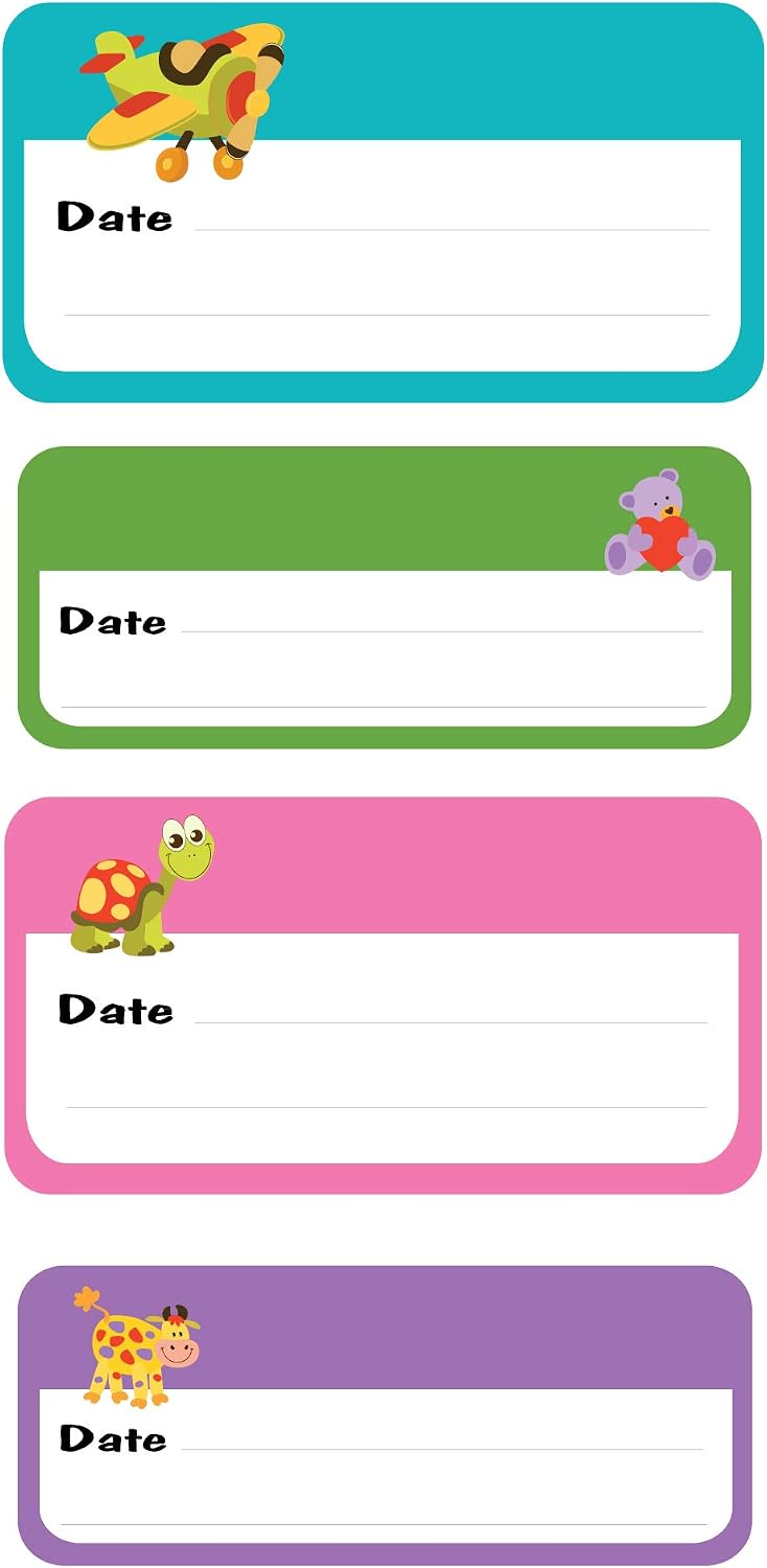 Lovable Labels Date-It Food Container Sticker Food Labels, 36 Pre-Printed Waterproof Freezer Labels, Reusable Refrigerator and Freezer Food Label Stickers. (Retro)
