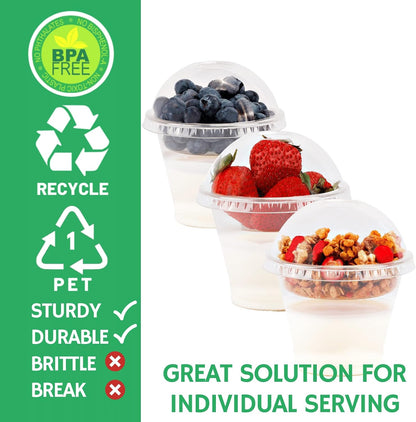 Aatriet 12 oz Clear Plastic Parfait Cups with Insert 3.25oz & Dome Lids No Hole - (20 Sets) Yogurt Fruit Parfait Cups, for Dips and Veggies, Take Away Breakfast and Snacks. No Leaking