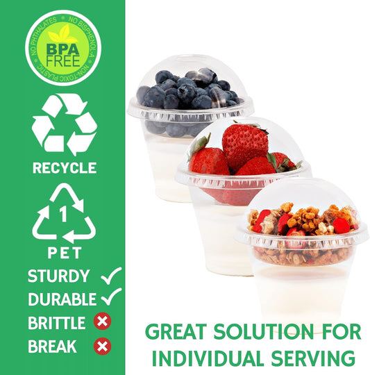 Aatriet 12 oz Clear Plastic Parfait Cups with Insert 3.25oz & Dome Lids No Hole - (20 Sets) Yogurt Fruit Parfait Cups, for Dips and Veggies, Take Away Breakfast and Snacks. No Leaking