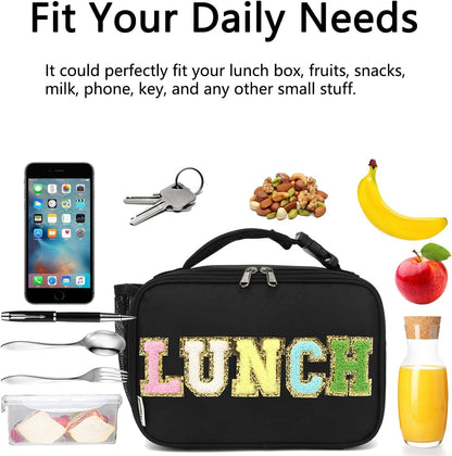 GYEUKHAM Insulated Lunch Box for School, Thermal Reusable Durable Freezable Lunch Bags for Kids Boys Girls Men Women - Small Soft Cooler Portable Lunch Tote Kit for Work Picnic Travel,Black