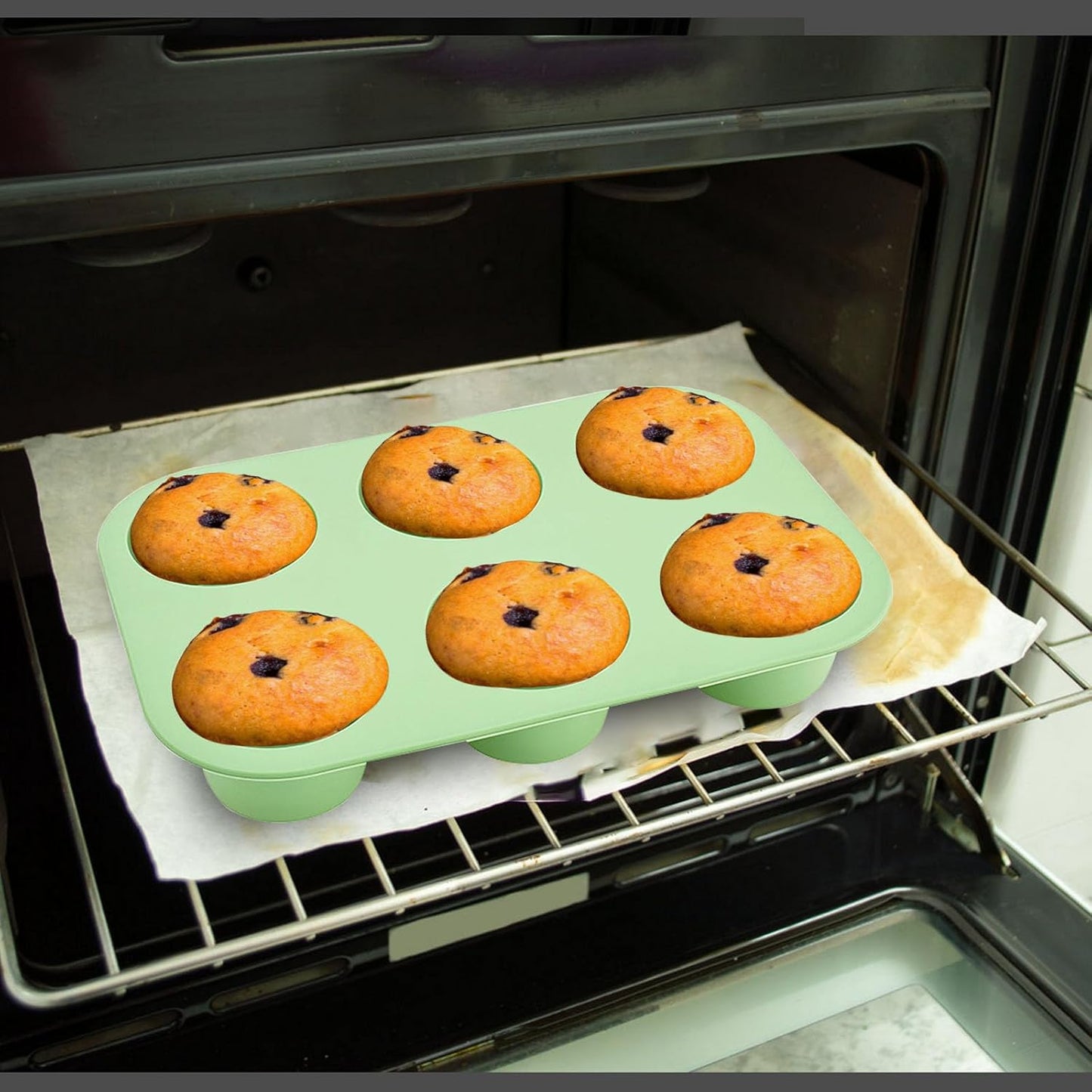 24 Cups Silicone Mini Muffin Pan Set, Nonstick Mini Cupcake Pans, BPA Free Small Muffin Tin for Baking, Set of 2 (Green+Purple)