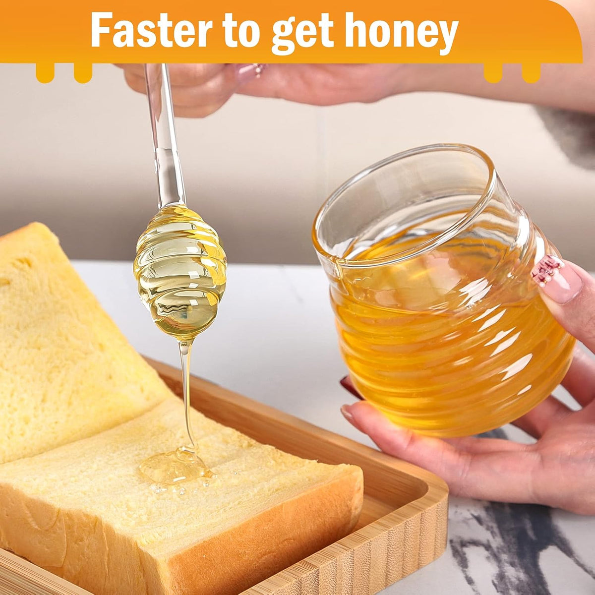 Honey Jar with Dipper and Lid,Glass Honey Pot Container Dispenser,Clear Glass Honey Container for Home Kitchen,Store Honey and Syrup,Easy to Clean… (12oz)