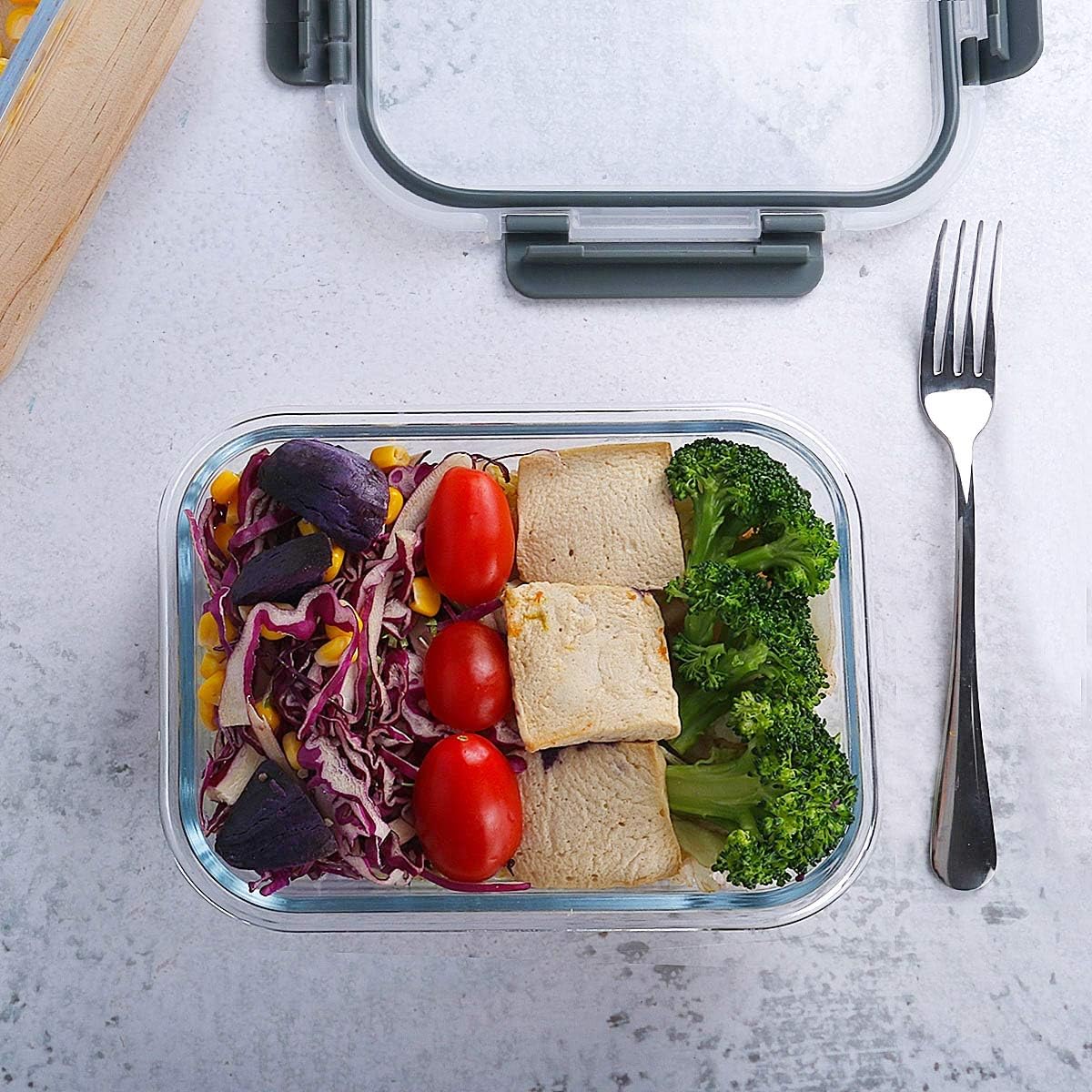 M MCIRCO [5-Pack,36 Oz Glass Meal Prep Containers 3 Compartments with Lids, [10-Pack] 1 Compartment Glass Meal Prep Containers with Lids