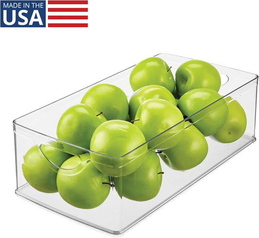 iDesign Stackable Clear Plastic Extra Long Storage Bin, 2-Pack | Organizer for Kitchen Cabinet or Pantry