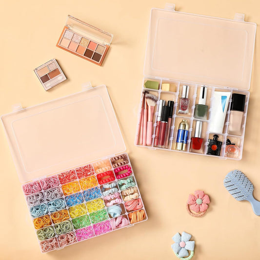 1 Pack 36 Grids Clear Plastic Organizer Box with Adjustable Dividers, Small Craft Organizers and Storage, Compartment Container for Bead, Nail, Jewelry, Art, DIY Crafts, Fishing Tackle, Small Items