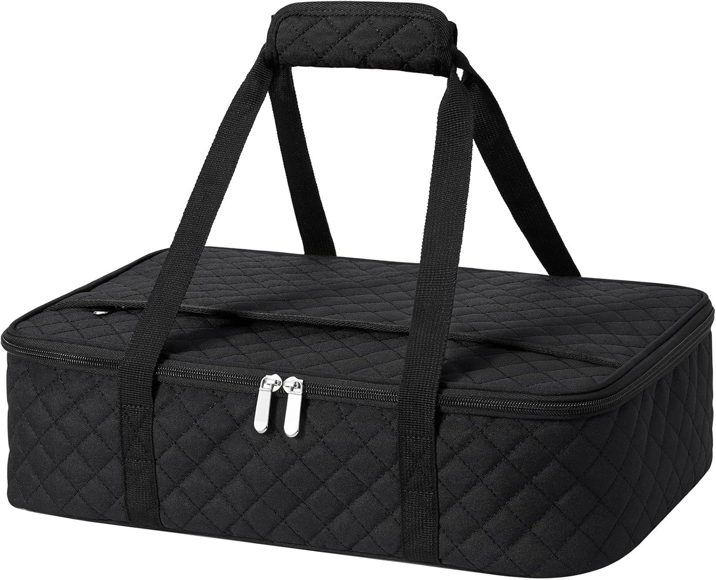 Insulated Casserole Carrier Portable Food Tote for Hot or Cold – Fits 9"x13" Baking Dish, Lasagna Holder for Parties, Picnic, Travel, Beach - Black