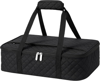 Insulated Casserole Carrier Portable Food Tote for Hot or Cold – Fits 9"x13" Baking Dish, Lasagna Holder for Parties, Picnic, Travel, Beach - Black