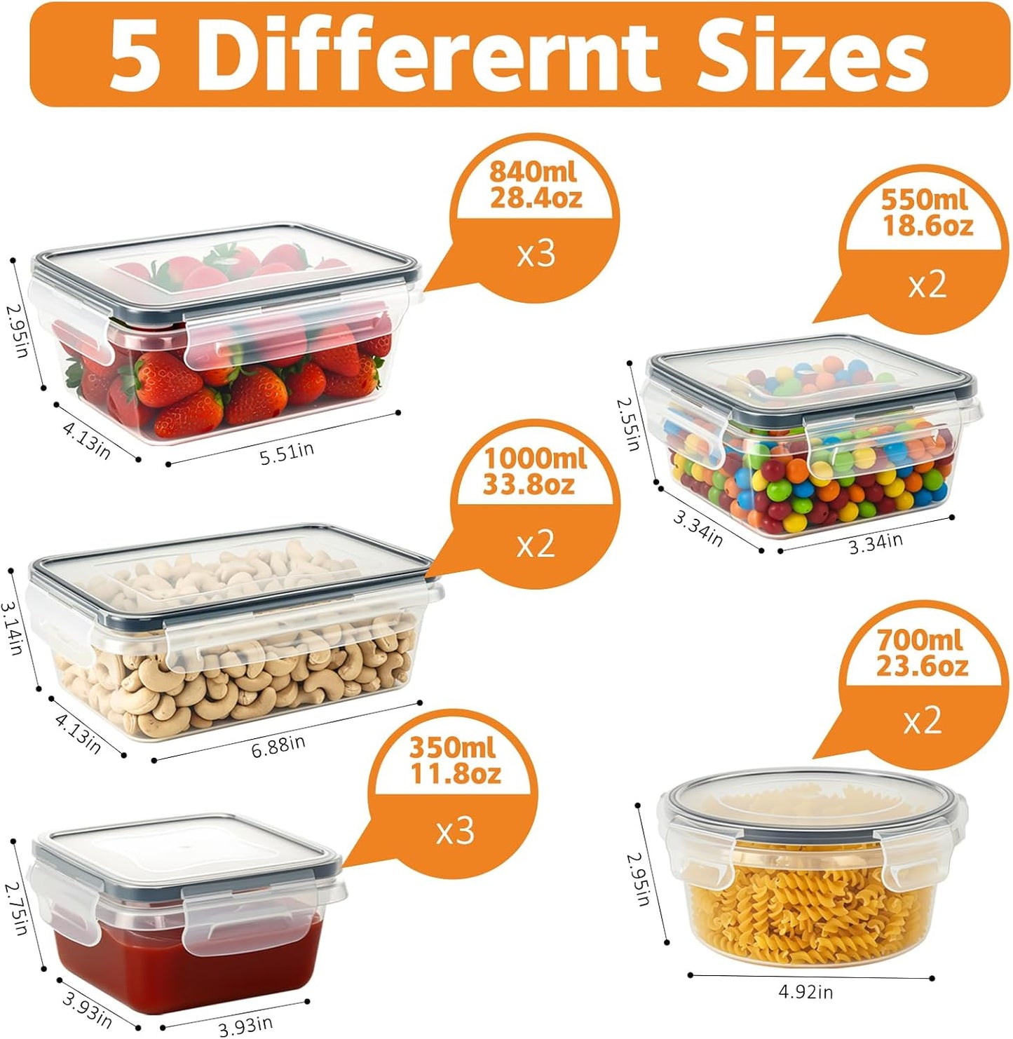 BZLMDXW 12-Pack Food Storage Container Set kitchen organizers Meal Prep Containers Lock Lids Reusable Plastic Lunch Box Snack Salad Containers 12 Boxes and 12 Lids Pantry and Kitchen Organization