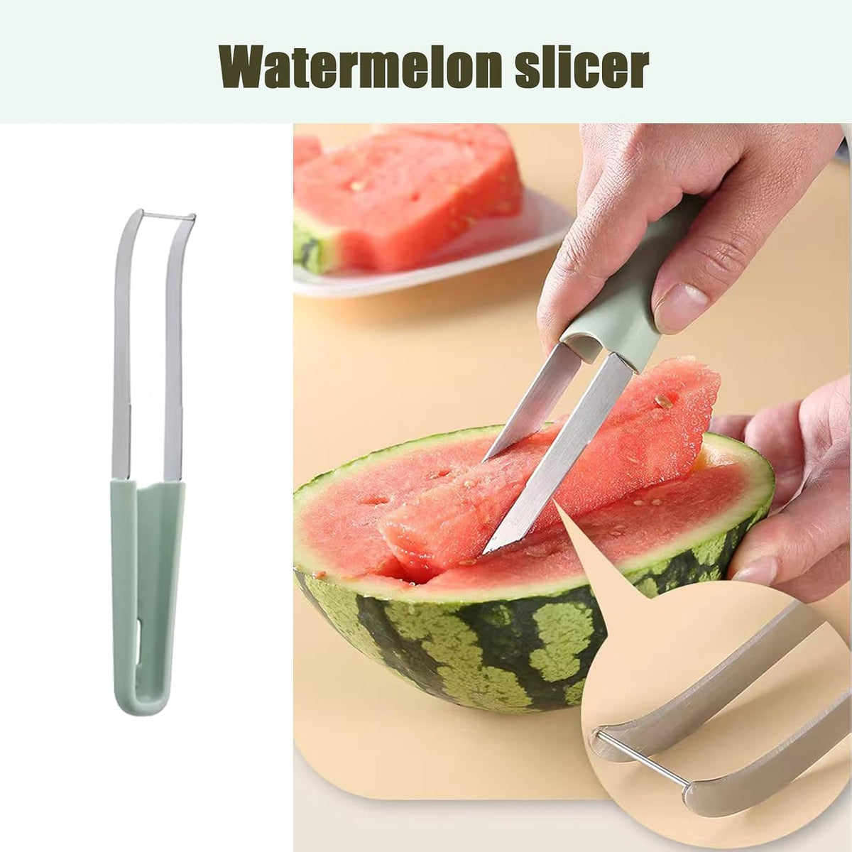 3-in-1 Stainless Steel Watermelon Cutter Slicer Tool, Popsicle Cutter