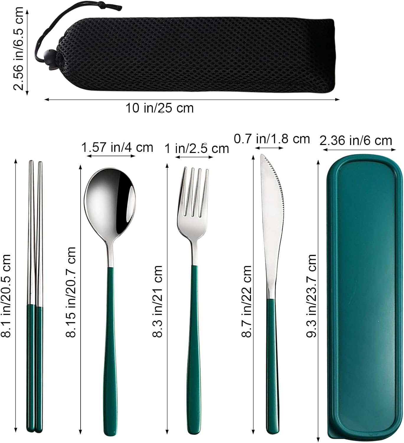 VANRA 4-Piece Portable Travel Utensils Set with Case 18/8 Stainless Steel Flatware Set Reusable Cutlery Set with Fork Spoon Knife Chopstick for Lunch Travel Camping School Work Picnic (Pink)