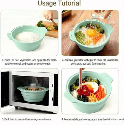 Collapsible Silicone Microwave Vegetable Steamer with Removable Steam Rack,42oz Heat-Resistant Cooker with Steam Holes,Easy to Store Freezer Dishwasher Safe,BPA Free (Grey)
