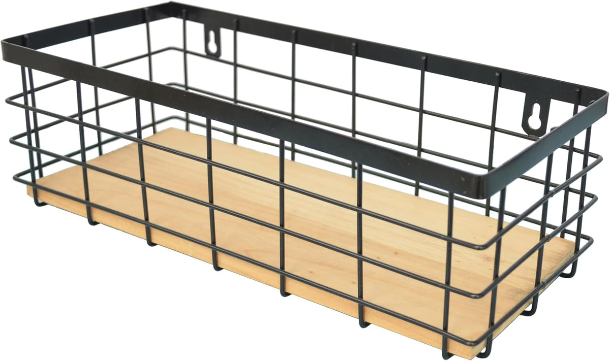 ShabbyDecor Metal Wire Basket with Handles Storage Organizer Stackable Organizing bin for Cabinet Shelf Countertop Under Sink Pantry for Kitchen,Bathroom,Laundry Closet, 1 Pack