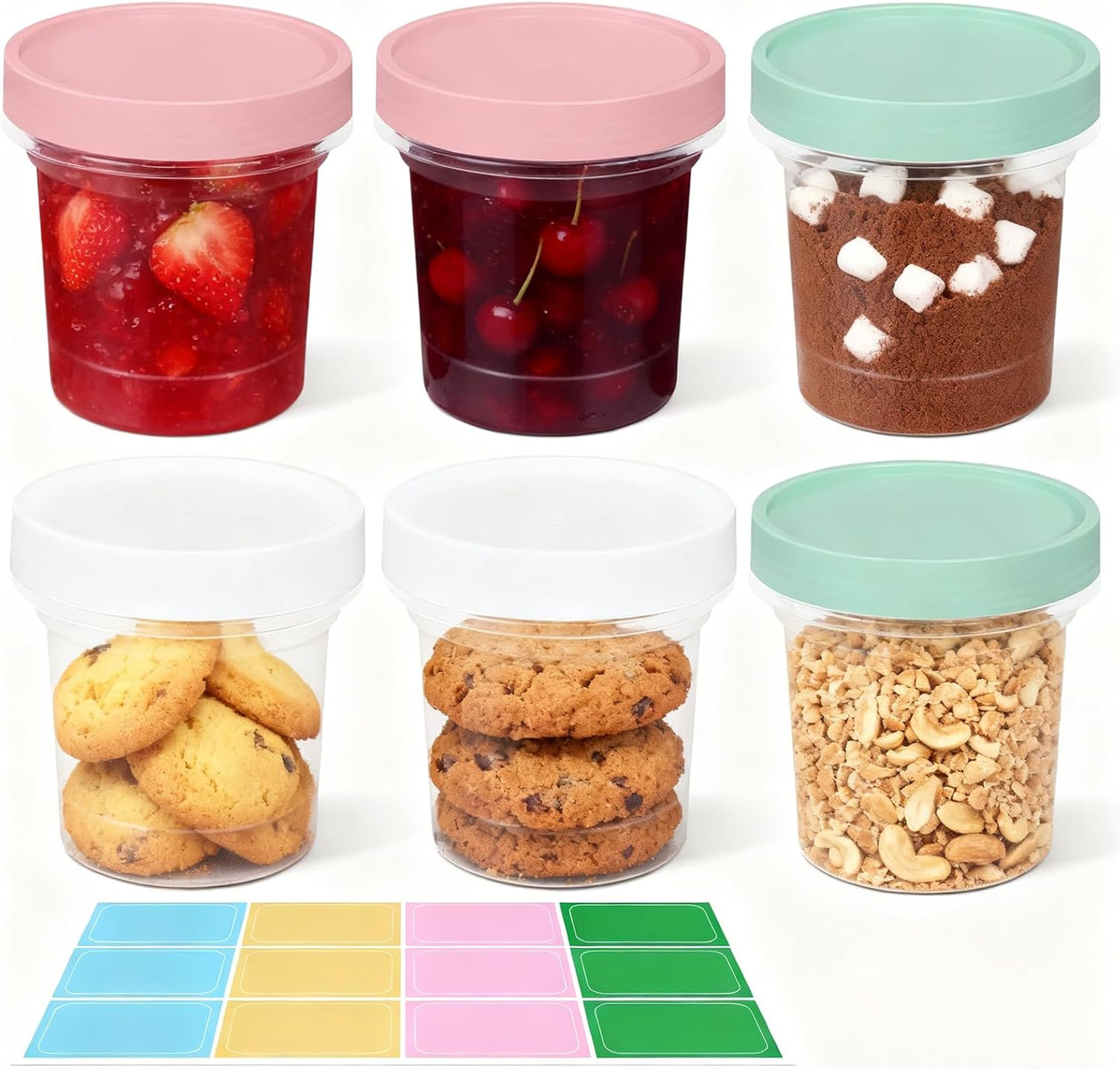 6 Pack 10oz Food Storage Containers, Plastic Containers with Twist Top Lid, Reusable Dishwasher Freezer Safe Airtight, Takeout Container - Ideal for Soup and More