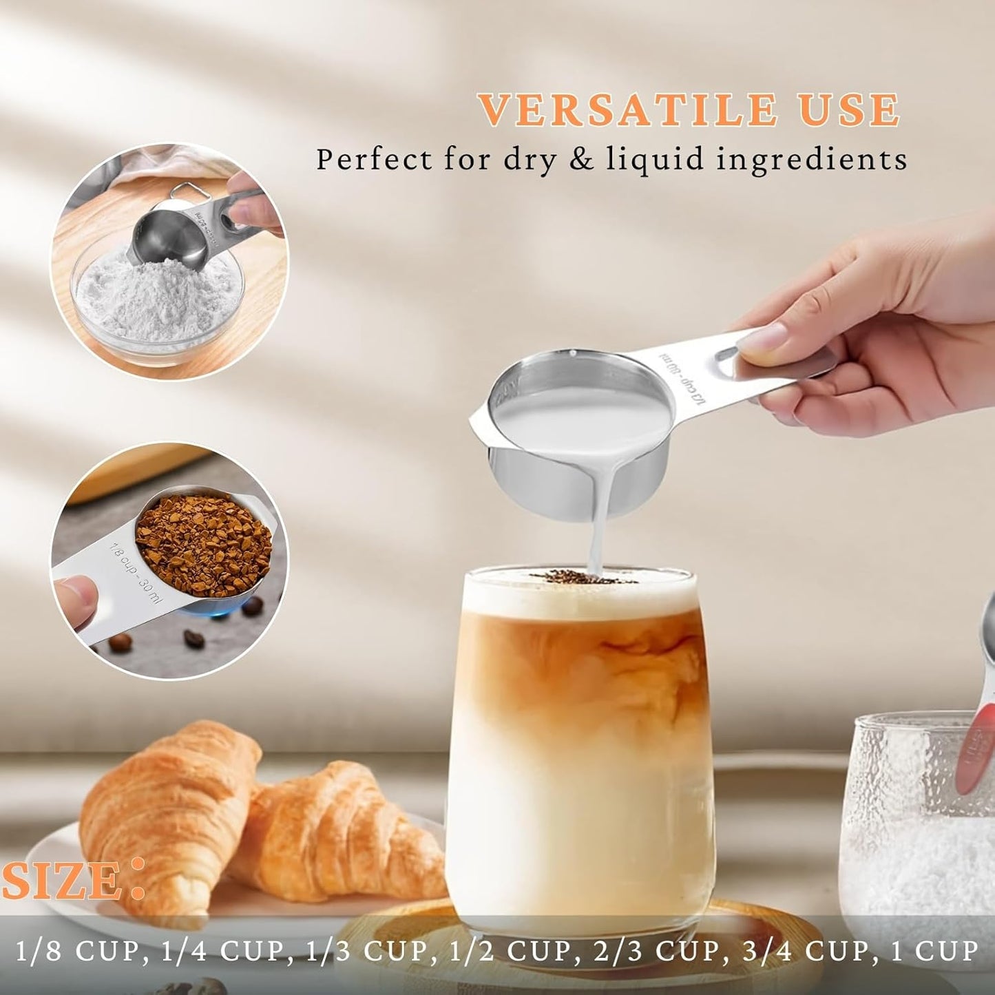 30PCS Measuring Cups and Spoons Set, 7 Nesting Measuring Cups, 18 Measuring Spoons and 5 Mini Spoons, Stainless Steel Kitchen Measuring Set for Dry and Liquid Ingredients, Perfect for Cooking & Baking