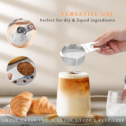 30PCS Measuring Cups and Spoons Set, 7 Nesting Measuring Cups, 18 Measuring Spoons and 5 Mini Spoons, Stainless Steel Kitchen Measuring Set for Dry and Liquid Ingredients, Perfect for Cooking & Baking