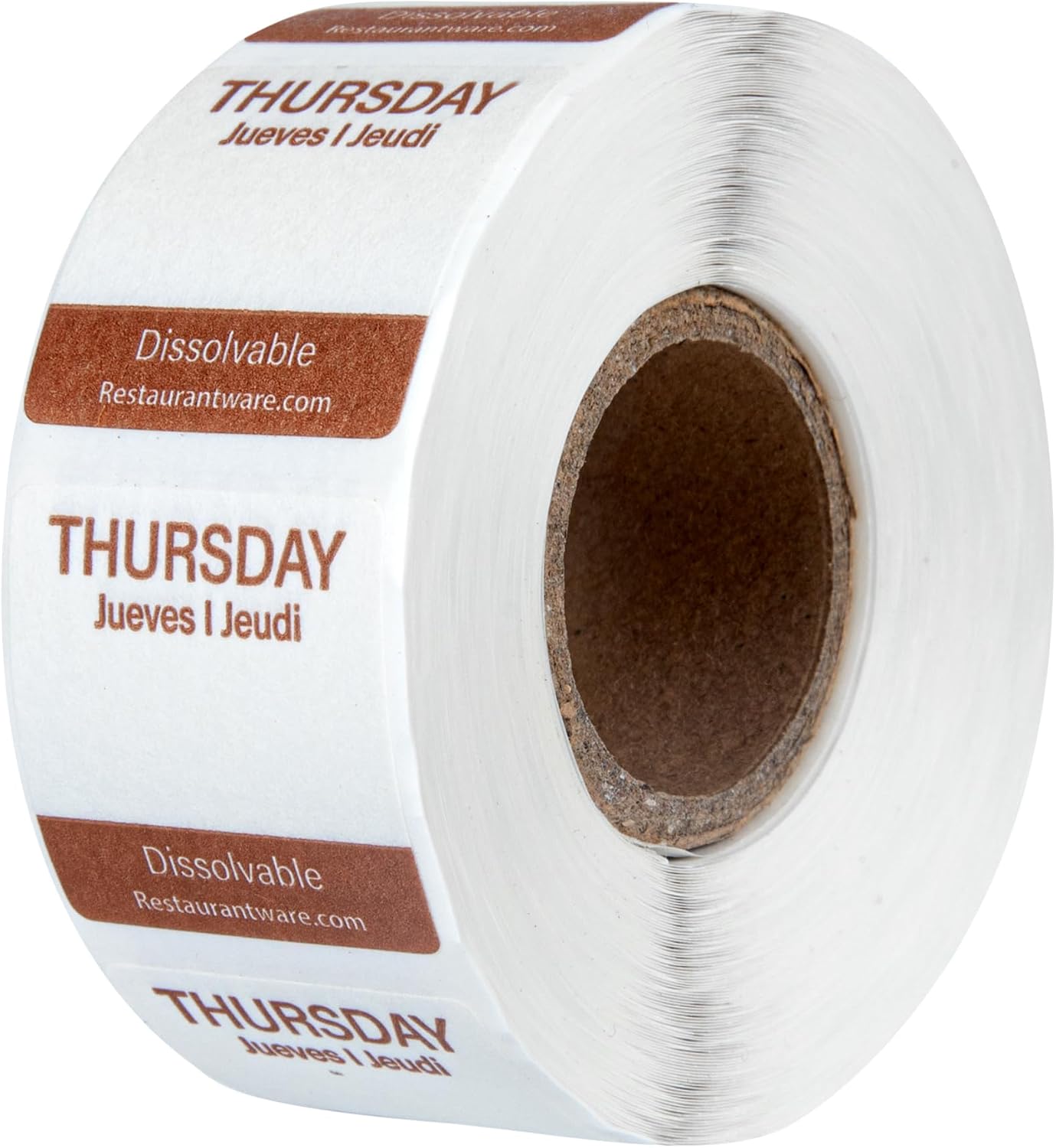 Restaurantware RW Smart 1 Inch x 1 Inch Food Rotation Labels 500 Dissolvable Food Safety Labels - Premium Trilingual Green Paper Day Of The Week Labels For Food Storage Or Prep Friday