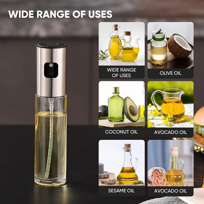 Kitchen Oil Dispenser Bottle, Olive Oil Sprayer 100ml, Stainless Steel Oil Mister, Refillable Cooking Oil Spray Bottle, Premium Quality Luxury Experience