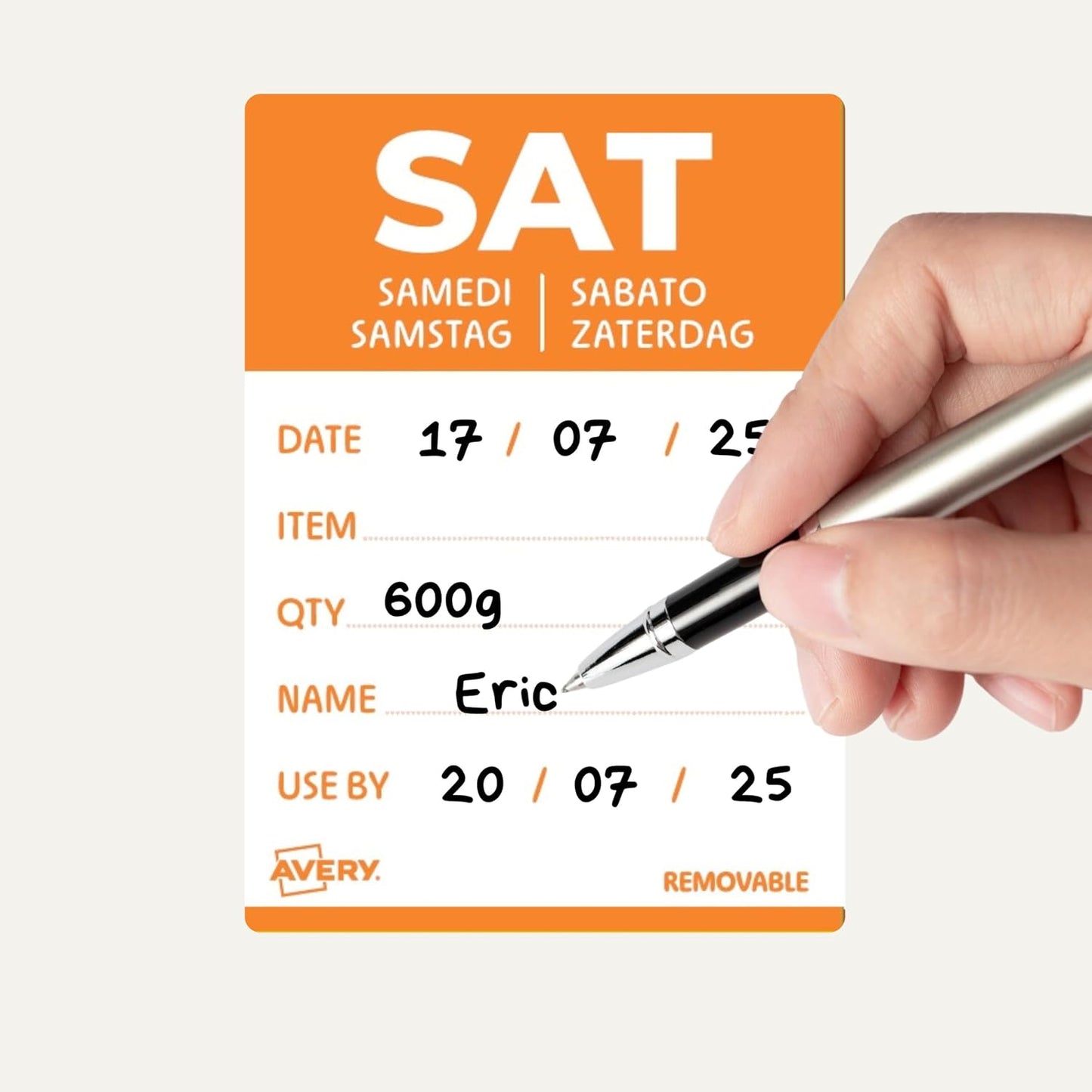 Avery Removable, Hand Writable, Detailed Food Day Labels, Strong Adhesive, 40 x 56 mm, Sunday, Black, 500 Labels, Preprinted Design (DLDSUNREV-500)