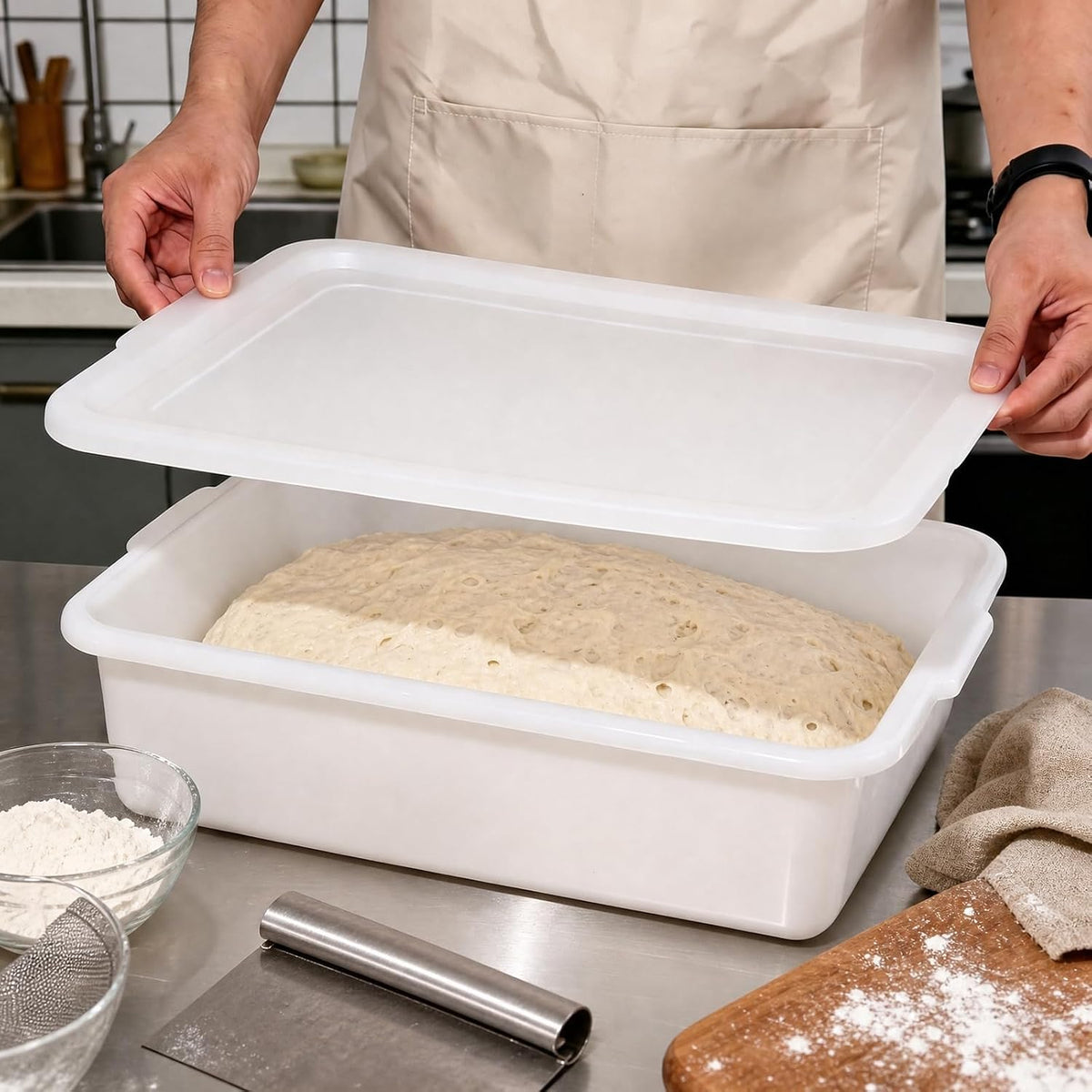 Pack of 3 Pizza Dough Proofing Box, Sourdough Proofing Containers