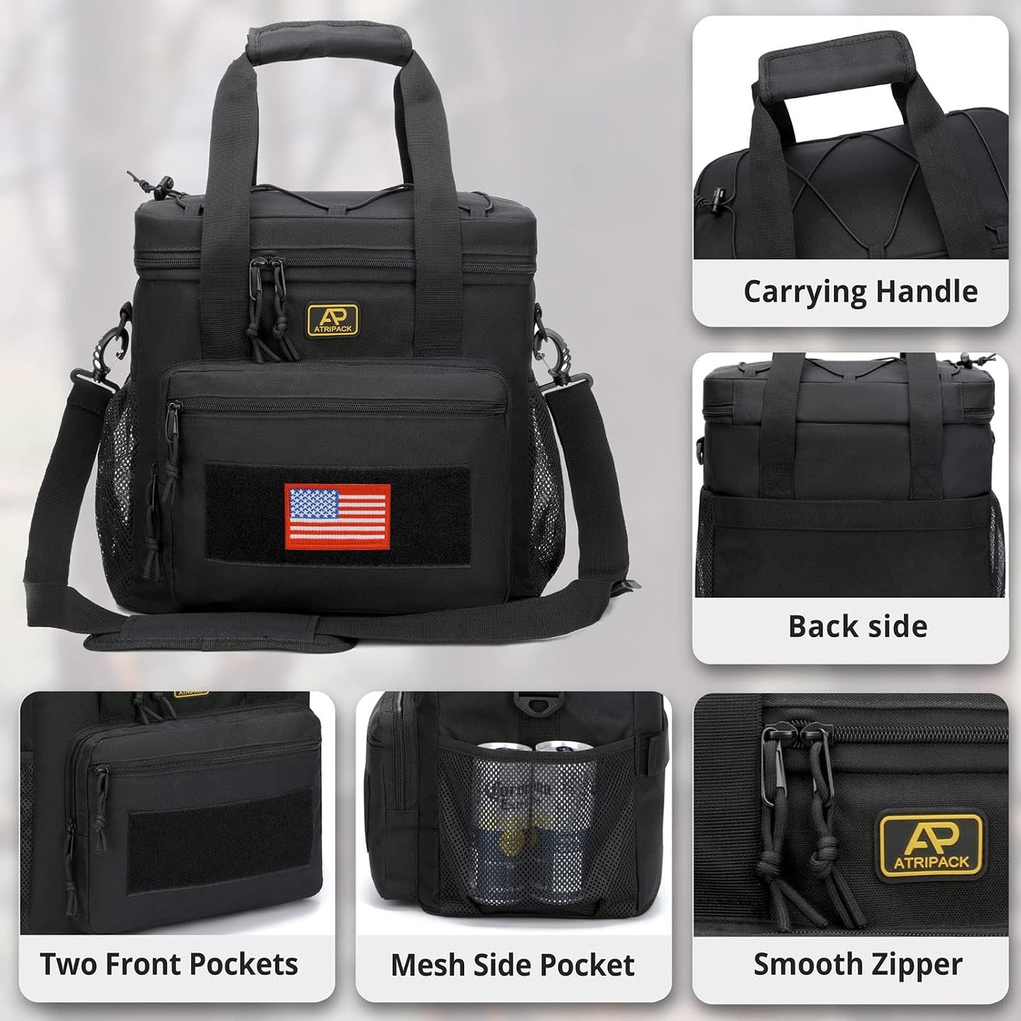 Lunch Box for Men, Tactical Lunch Bag MOLLE Webbing Leakproof Insulated Lunch Cooler Women Adult Meal with Adjustable Shoulder Strap Lunch Pail (Blue)