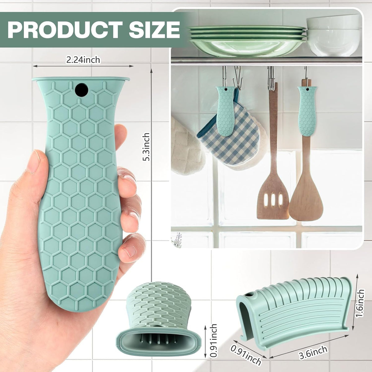 Patelai 8Pcs Silicone Cast Iron Handle Cover,Black