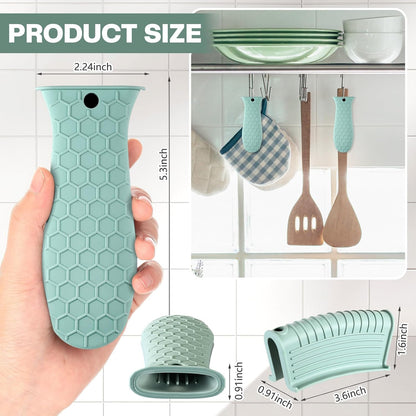 Patelai 8Pcs Silicone Cast Iron Handle Cover,Black
